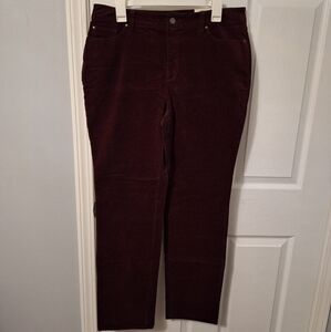 Charter Club Lexington Straight Burgundy Corduroy Pants Size 12